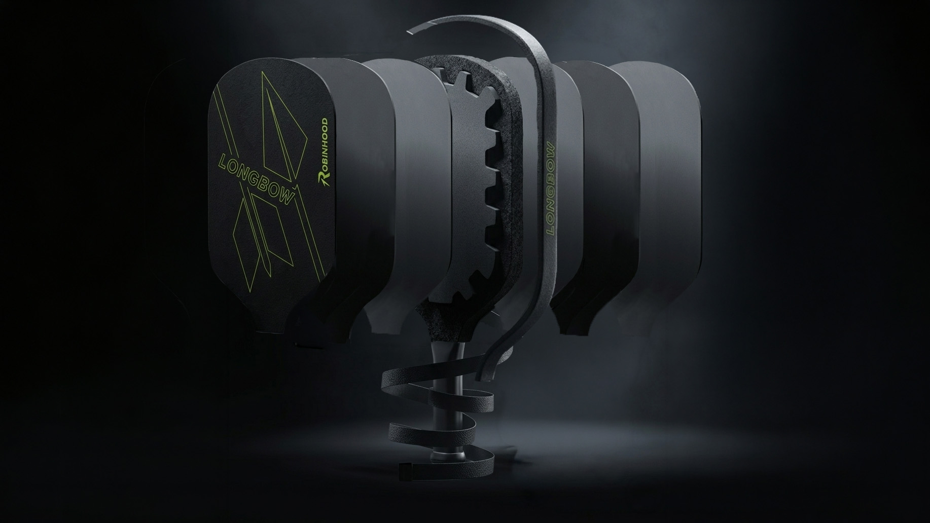Exploded view of the Longbow β 4 carbon-fiber plates and 2 fiberglass sheets around a notched foam core
